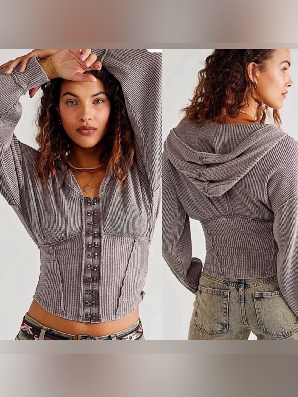 We the free girls night thermal hoodie sz XS